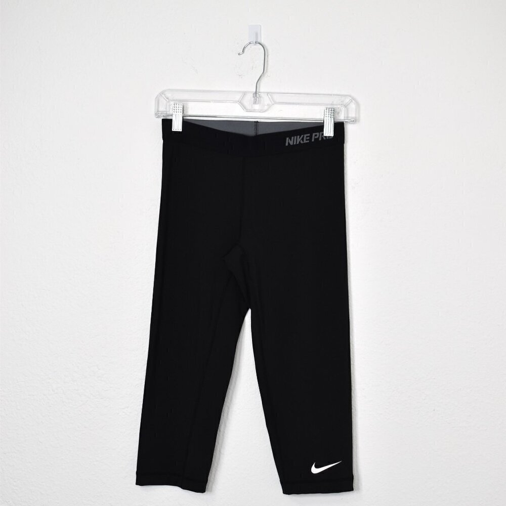 Nike Pro Dri Fit Crop Leggings Sz S Low Rise Sporty Workout Gym Athleisure Black